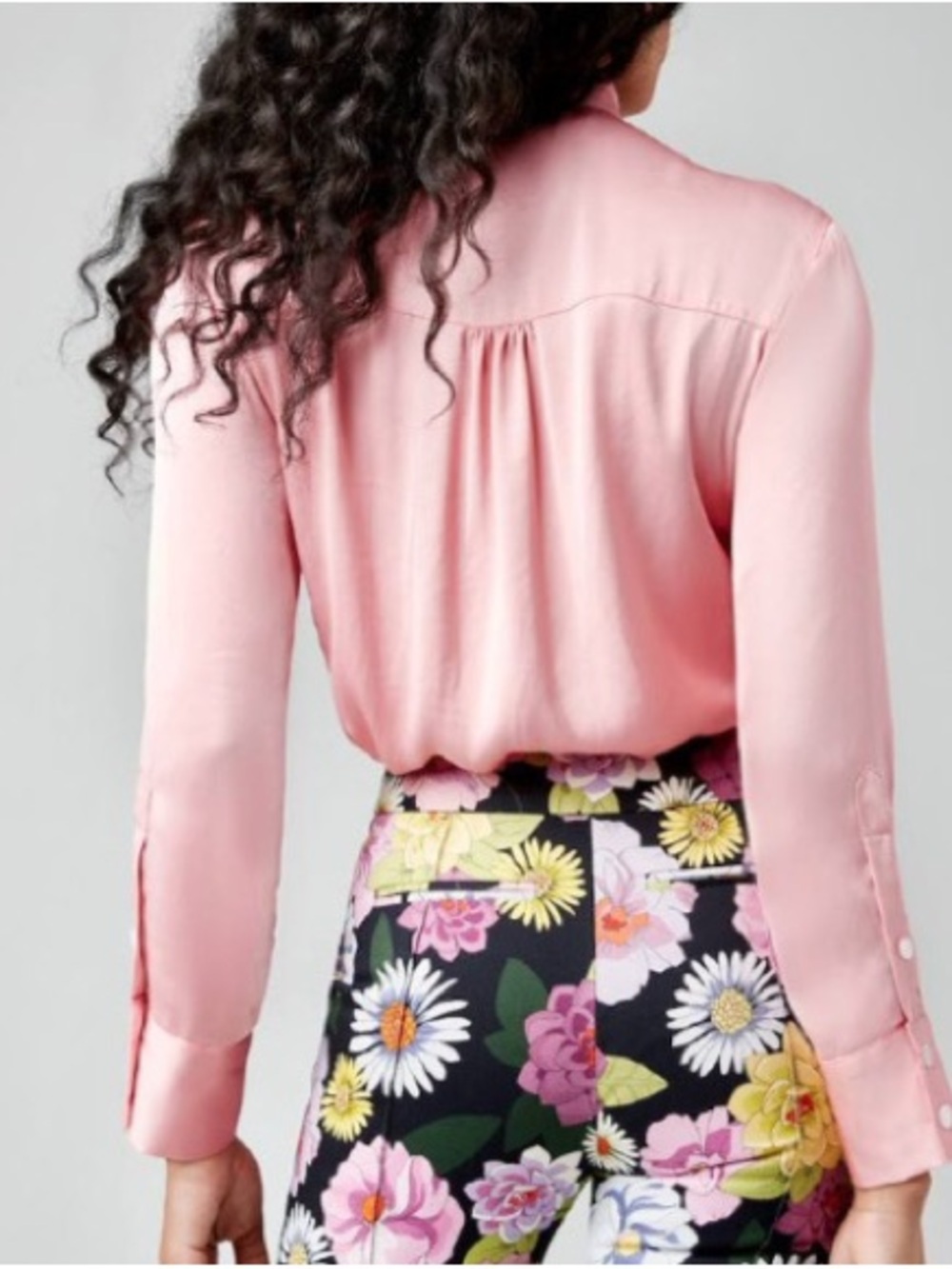 Smythe Tuxedo Blouse, Rose Pink, sz Small - Picture 2 of 7